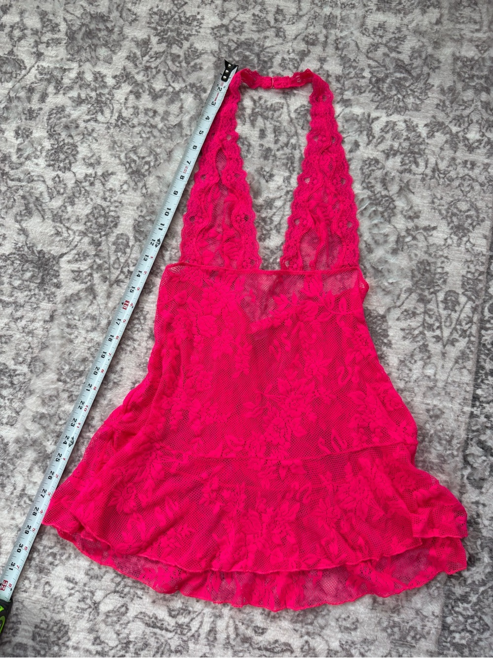 Victoria’s Secret Wonen’s Medium Hot Pink Lace Halter Mini Dress/ Lingerie